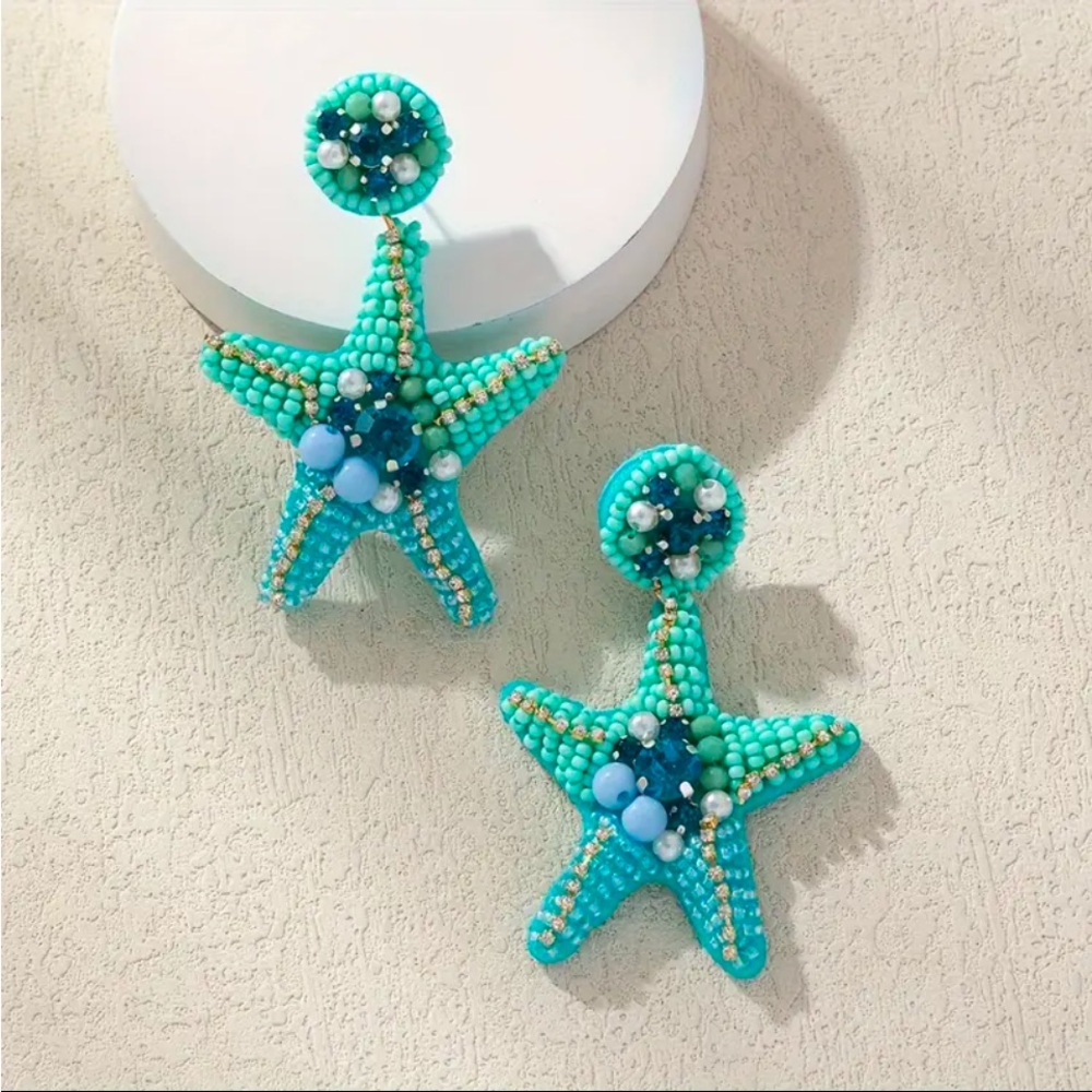Beaded Starfish Earrings - Picture 7 of 7